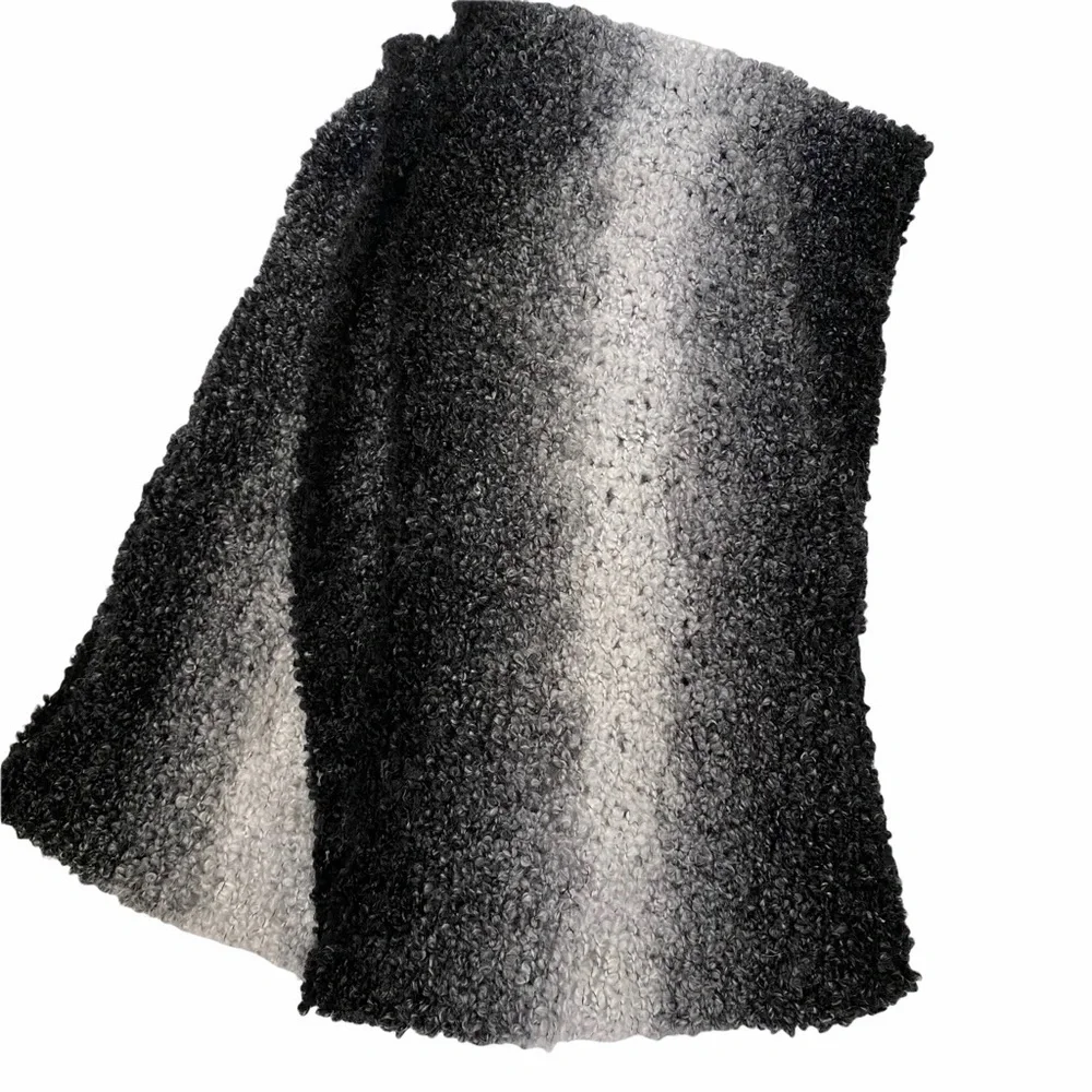 Handmade Boulce Style Knit Infinity Scarf Black Grey Ombré 60” x 9”
